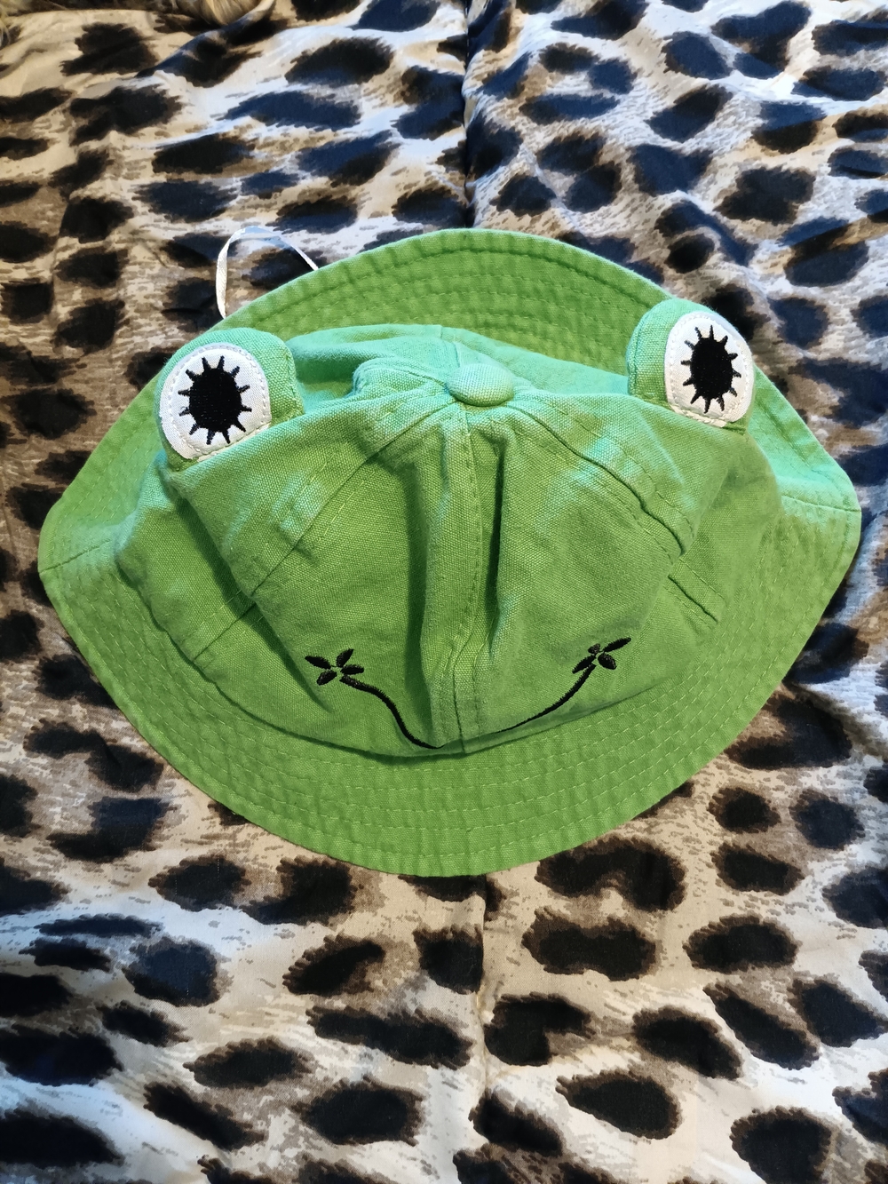 Free With A Bundle Kids Green Frog Bucket Hat with Playful Eye Details